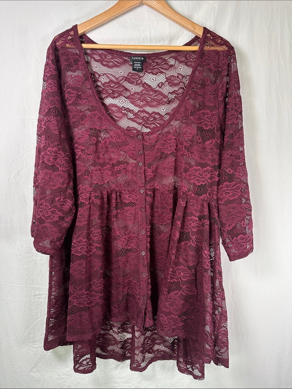 torrid Burgundy Lace Button-Front Babydoll Dress